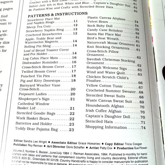 Country Handcrafts Magazine June July 1984 Various Craft Projects 40+ Projects - Picture 2 of 9